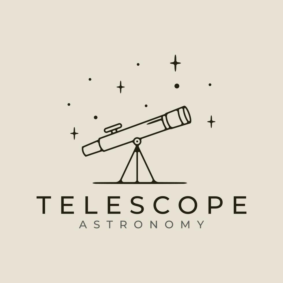 télescope ligne art logo icône et symbole astronomie vecteur illustration conception .