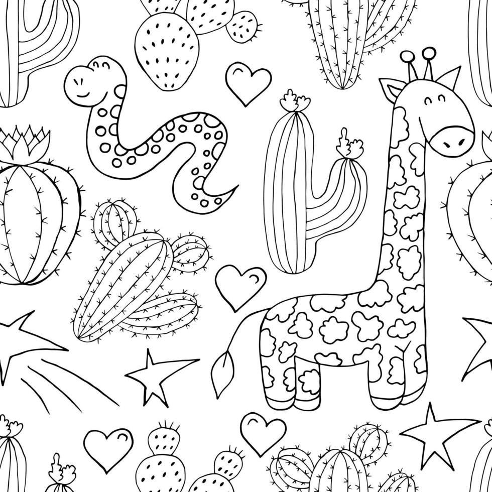 illustration à colorier. cactus, aloès, succulentes. éléments naturels décoratifs vecteur