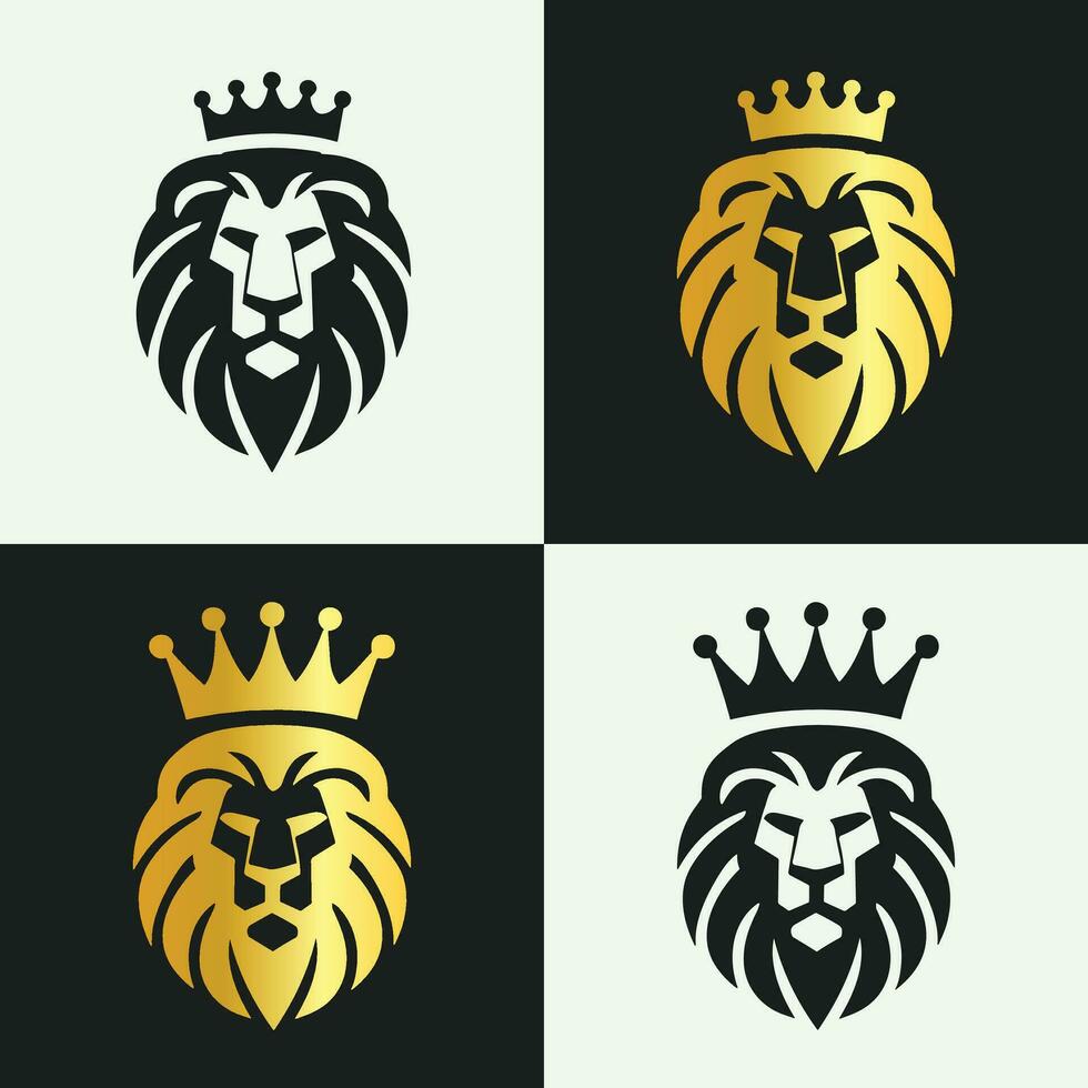 Lion Roi couronne noir Lion logo minimal logo Royal Roi vecteur