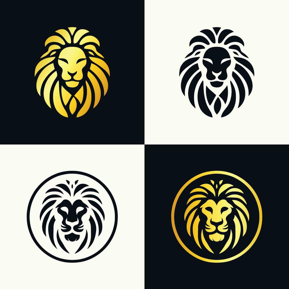 d'or Lion logo minimaliste icône symbole de dorénoir Royal Lion vecteur