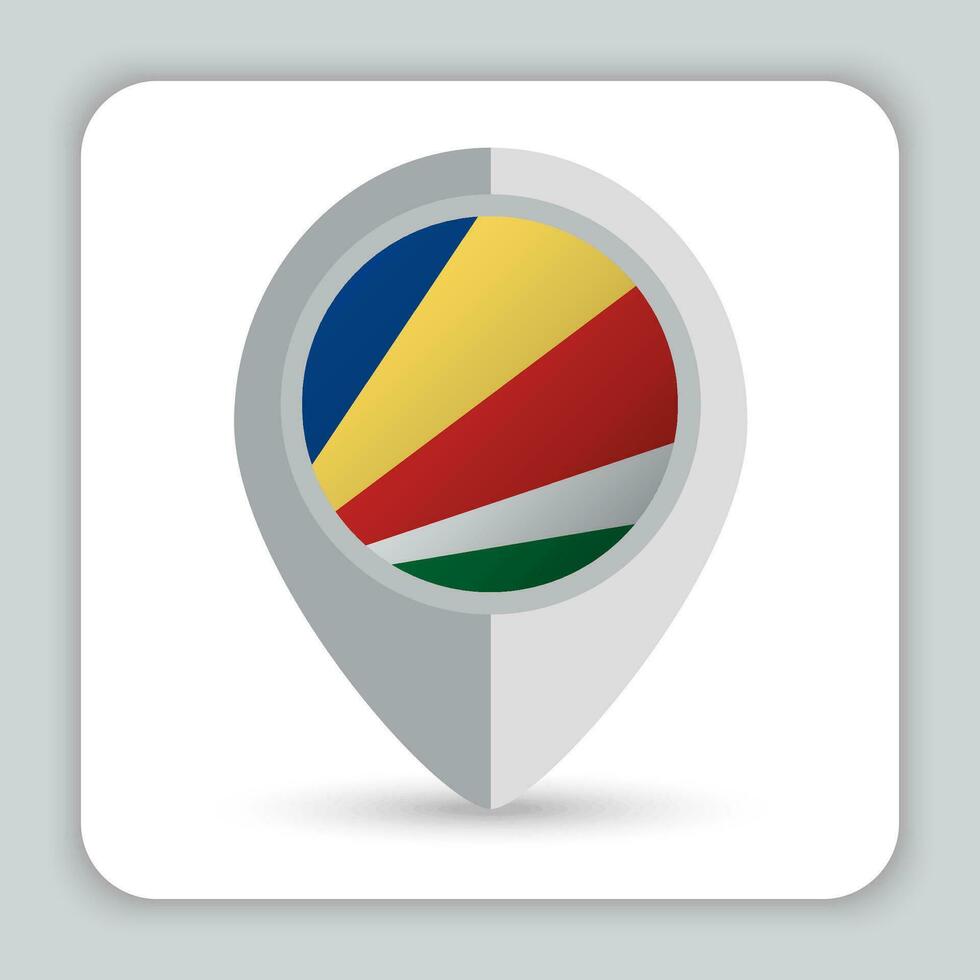 les Seychelles drapeau épingle carte icône vecteur