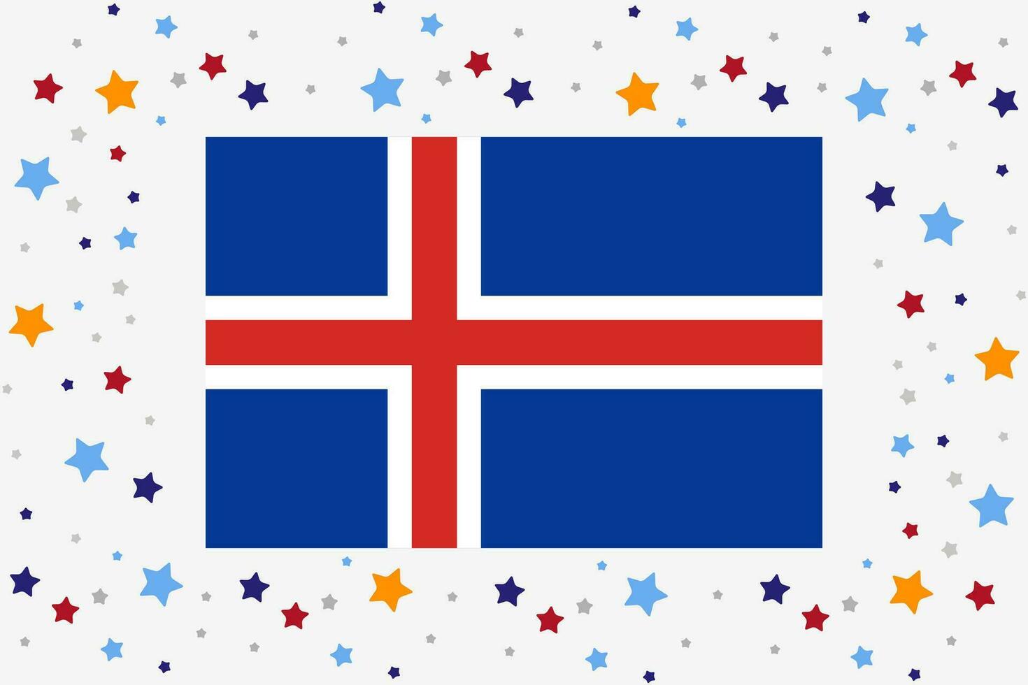 Islande drapeau indépendance journée fête avec étoiles vecteur