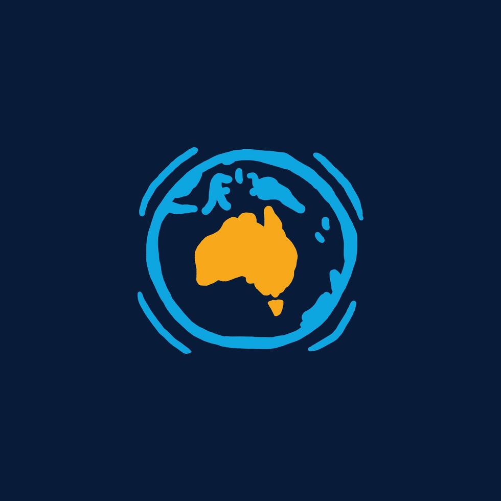 Australie carte globe logo icône modèle vecteur