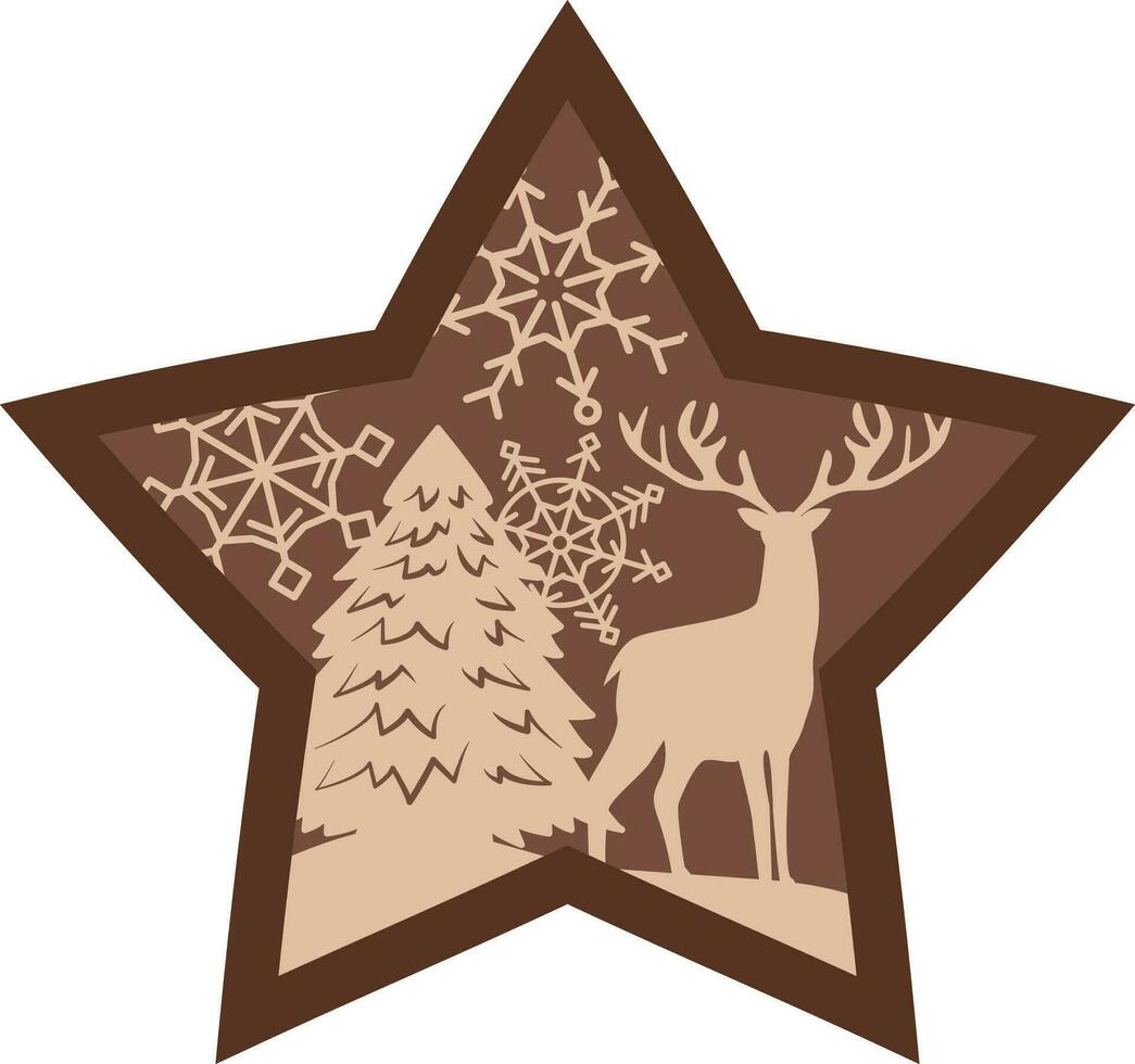 Noël étoile modèle, bois Couper et papier Couper des dossiers vecteur