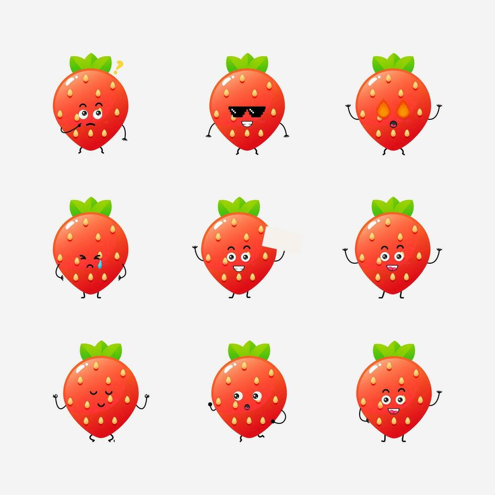 illustration vectorielle de fraise mignon personnage vecteur