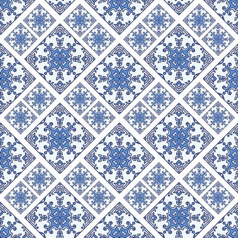 Carreaux d&#39;azulejo portugais. Patte sans couture magnifique bleu et blanc vecteur