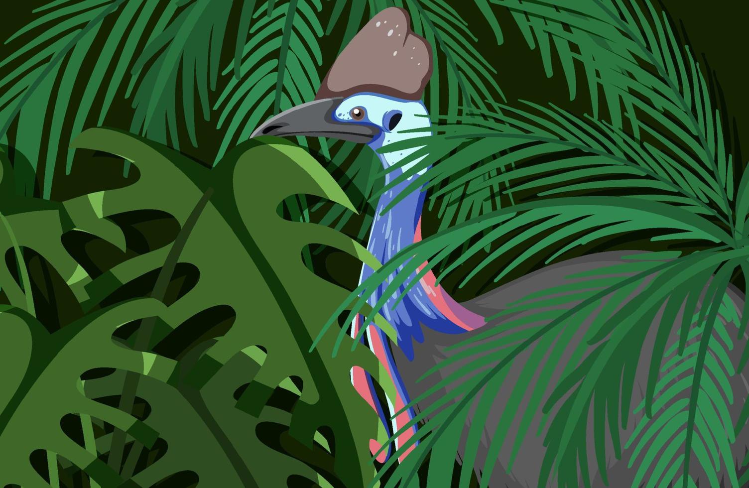 paon caché dans la jungle vecteur