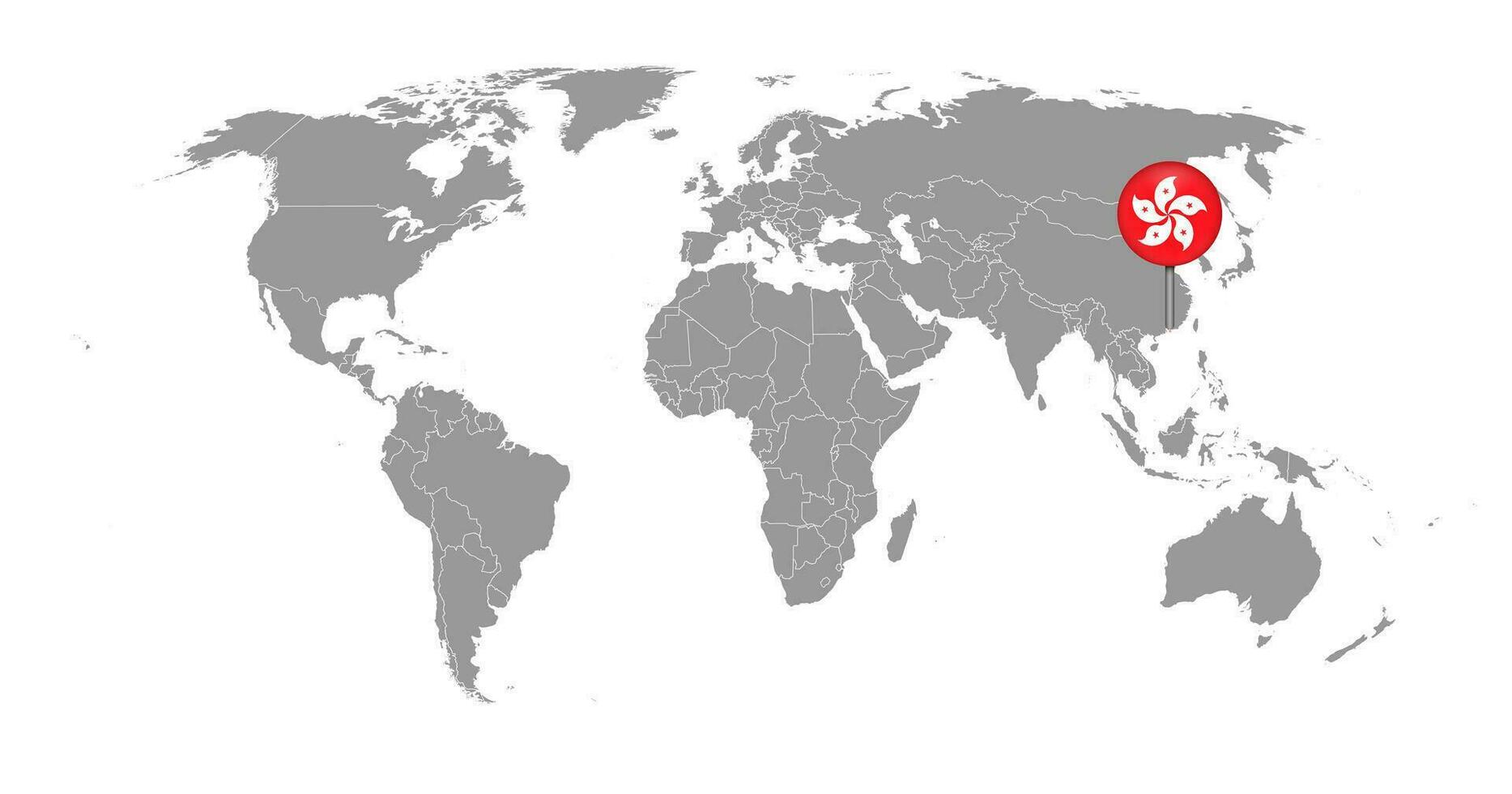 épinglez la carte avec le drapeau de hong kong sur la carte du monde. illustration vectorielle. vecteur