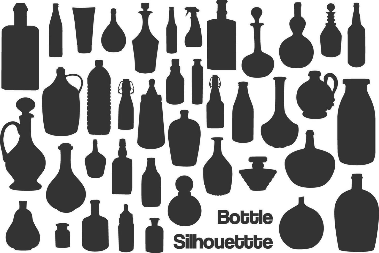 ensemble de bouteille silhouette, divers boisson et boisson collection. vecteur illustration