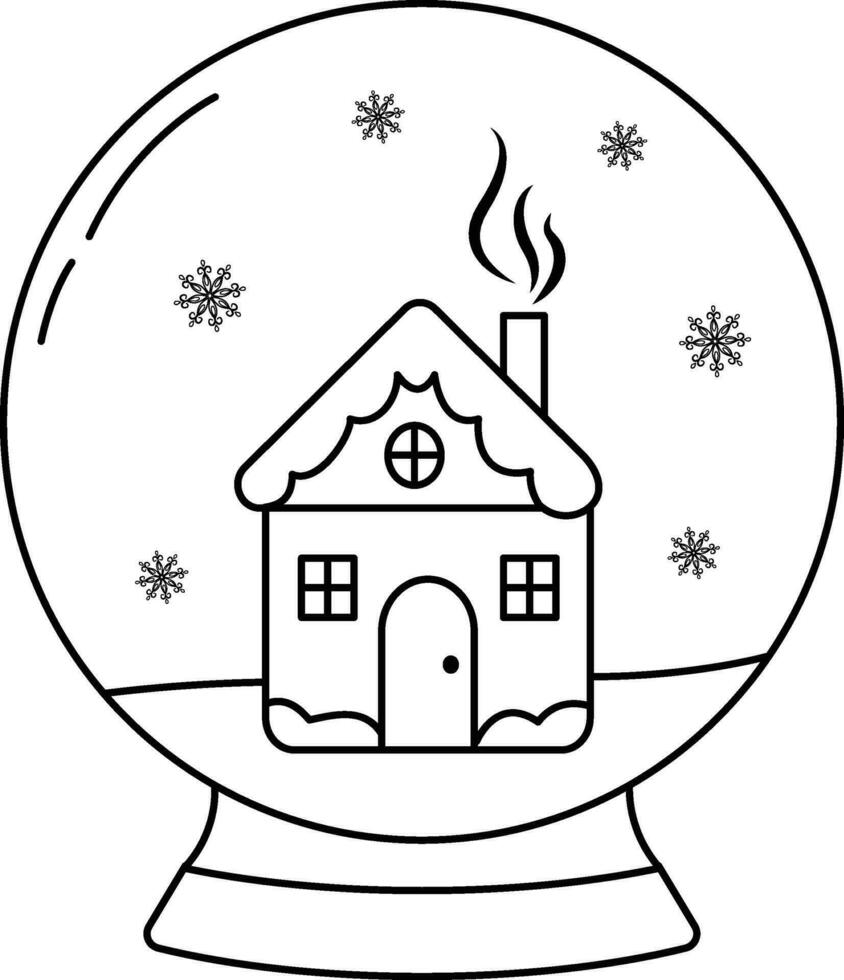 une verre neige globe Souligné sur une blanc Contexte. le Noël jouet à l'intérieur est décoré avec divers hiver motifs. vecteur dessiné à la main illustration dans griffonnage style. idéal pour décorer vacances,