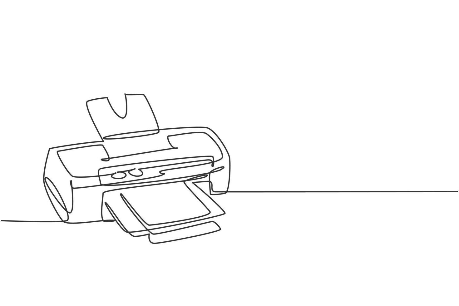 un seul dessin d'imprimante numérique pour les besoins d'impression des entreprises. concept d'outils de petit bureau à domicile d'électricité. illustration de conception de vecteur de dessin graphique en ligne continue dynamique