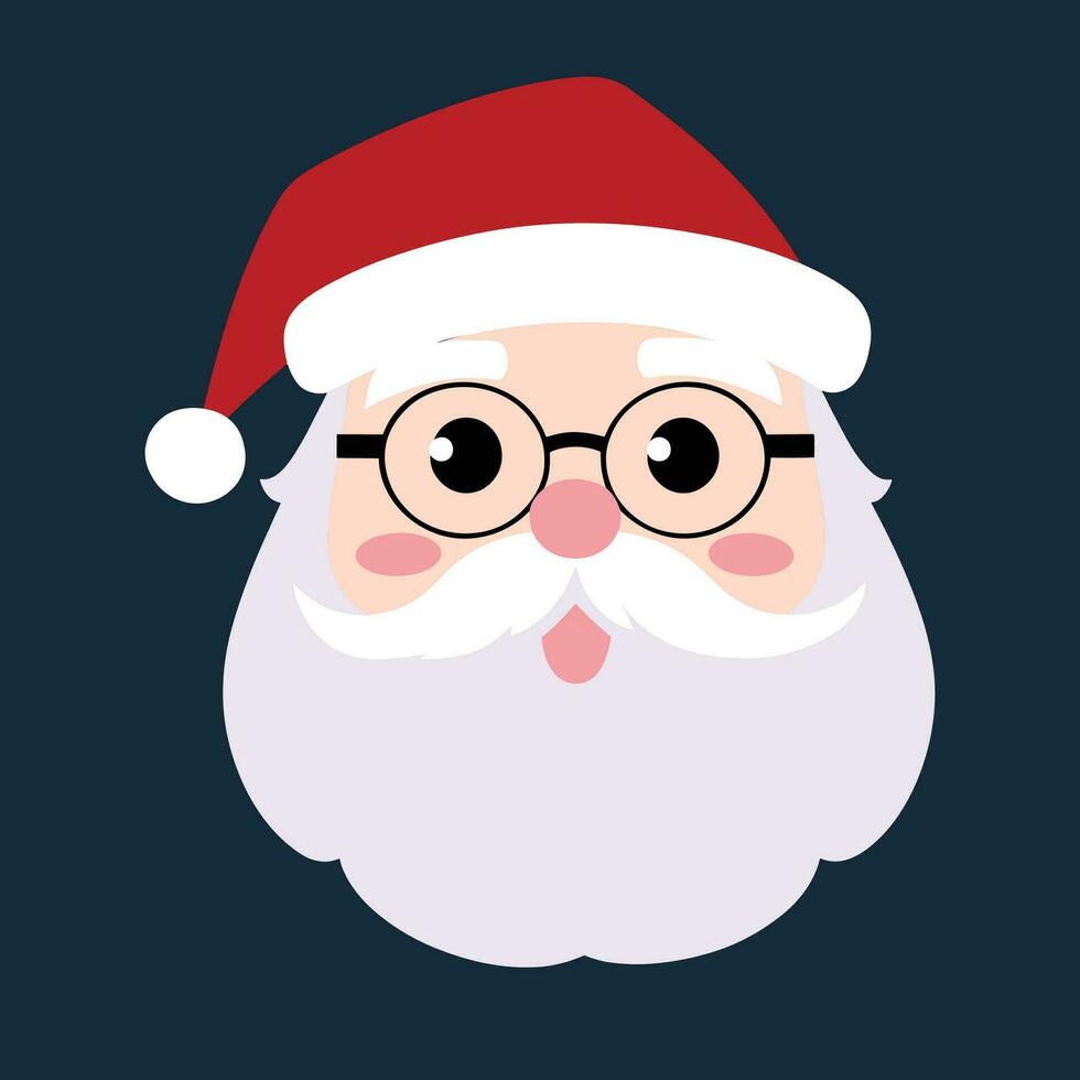 de fête Père Noël claus visage avec des lunettes et barbe de bonne humeur vecteur