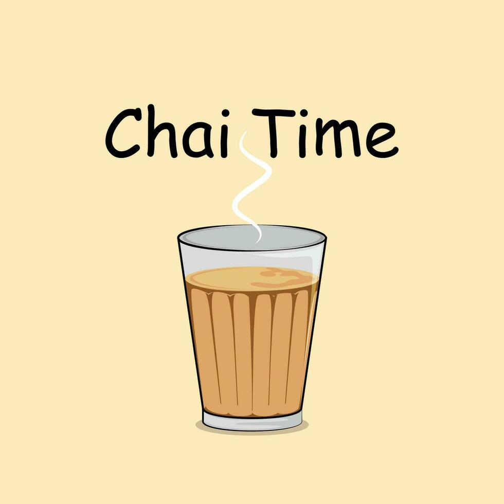 chai temps texte avec Indien thé verre vecteur illustration