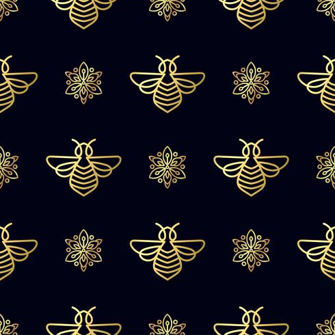 Modèle sans couture avec abeille d&#39;or vecteur