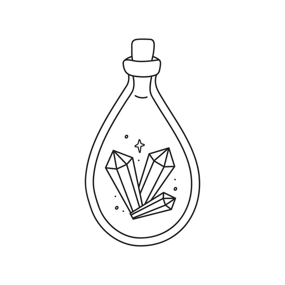 bouteille de potion mystique, objet mystérieux minimaliste dessiné à la main. vecteur