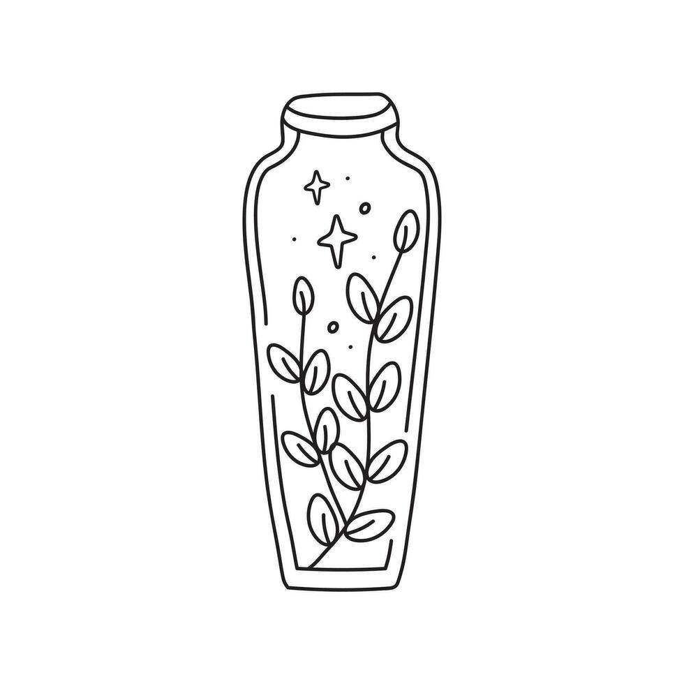 bouteille de potion mystique, objet mystérieux minimaliste dessiné à la main. vecteur