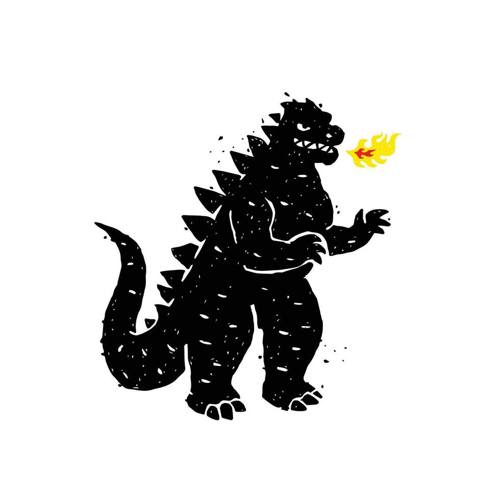 illustration de cracheur de feu, dragon, dinosaure. vecteur illustration. une héros pour une placer, une bannière ou une magasin. image est isolé sur blanc Contexte. en colère, mais très mignonne personnage. mascotte.