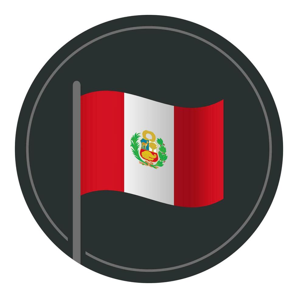 abstrait Pérou drapeau plat icône dans cercle isolé sur blanc Contexte vecteur