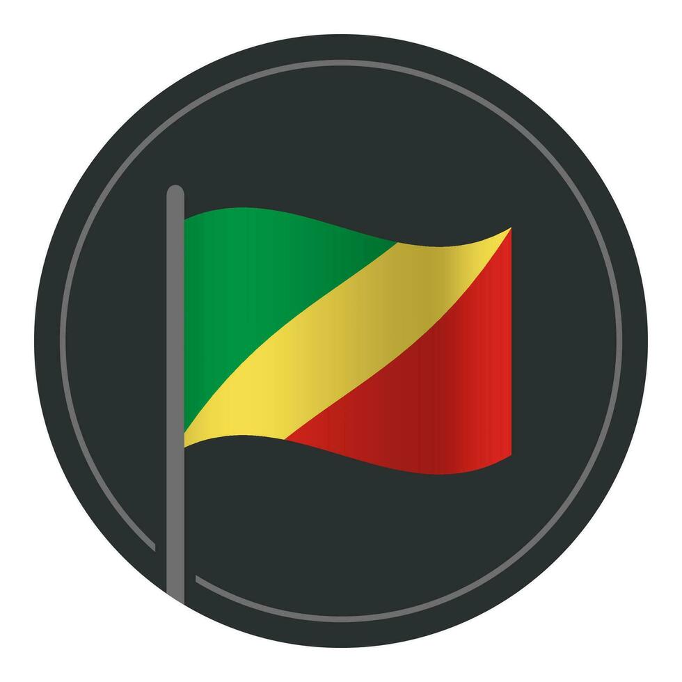 abstrait république de le Congo drapeau plat icône dans cercle isolé sur blanc Contexte vecteur