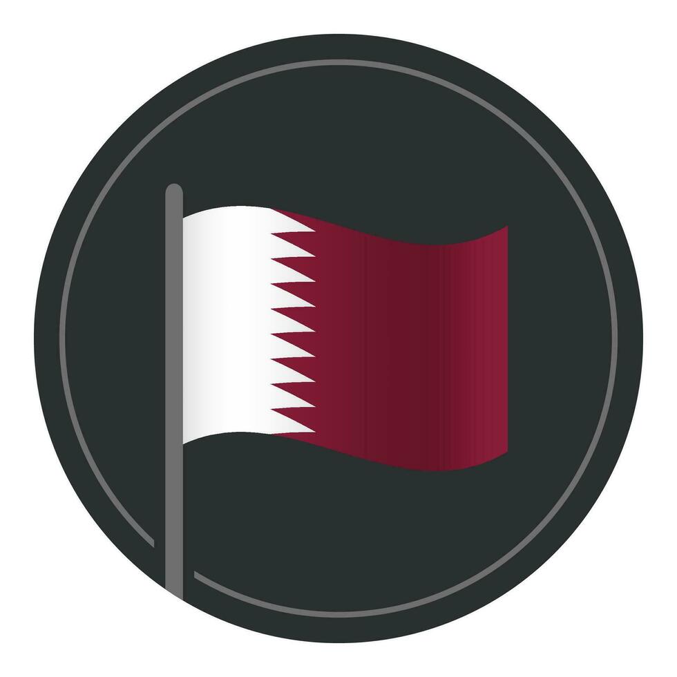 abstrait Qatar drapeau plat icône dans cercle isolé sur blanc Contexte vecteur