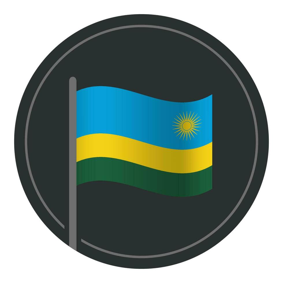 abstrait Rwanda drapeau plat icône dans cercle isolé sur blanc Contexte vecteur