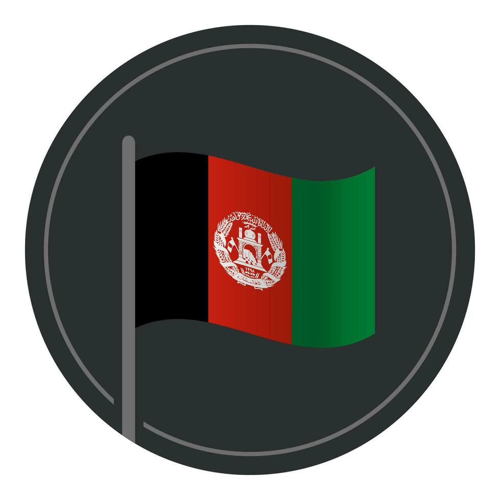 abstrait afghanistan drapeau plat icône dans cercle isolé sur blanc Contexte vecteur