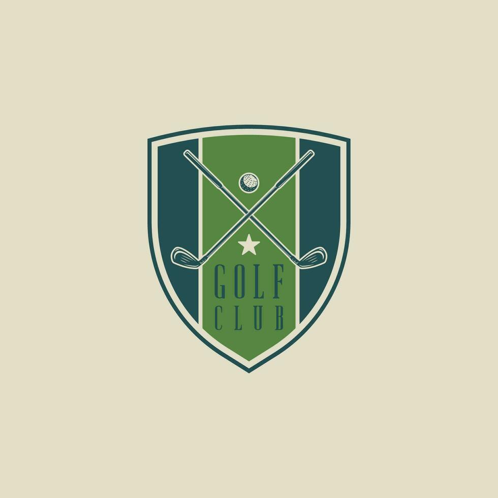 le golf club emblème logo vecteur illustration modèle icône graphique conception. bâton et Balle de sport signe ou symbole pour tournoi ou ligue Tim avec badge bouclier concept