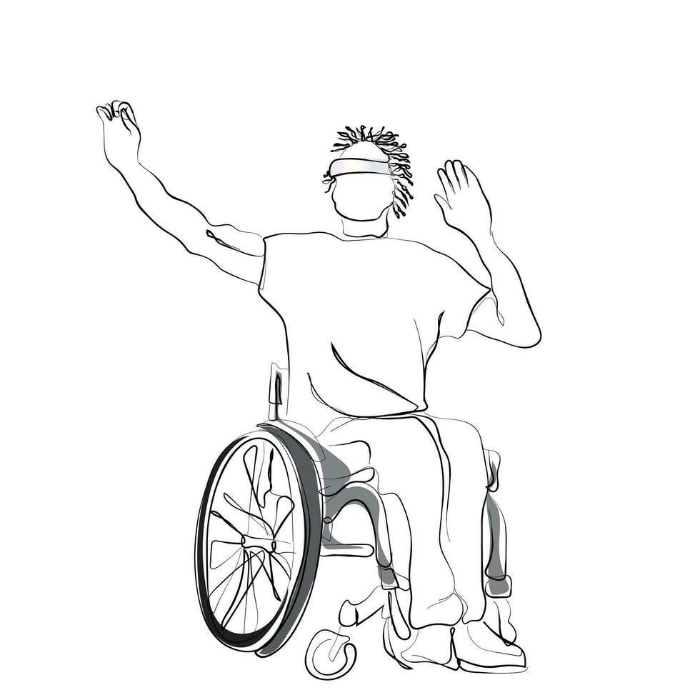 abstrait homme sur une médical fauteuil roulant, dessiné à la main. vecteur