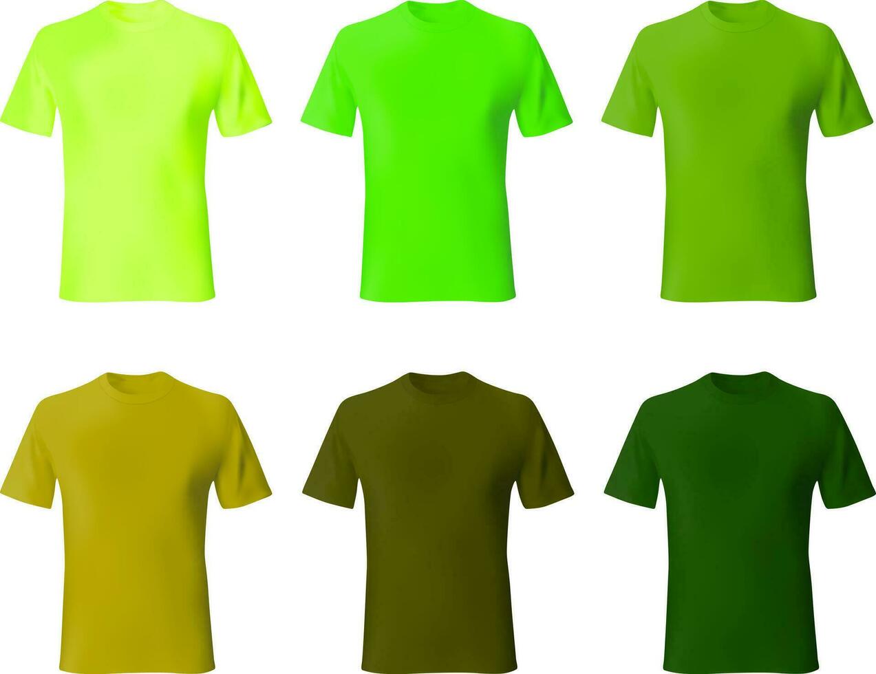 chemise conception modèle. ensemble Hommes t chemise vert, kaki couleur. réaliste maquette chemises modèle Masculin mode. vecteur