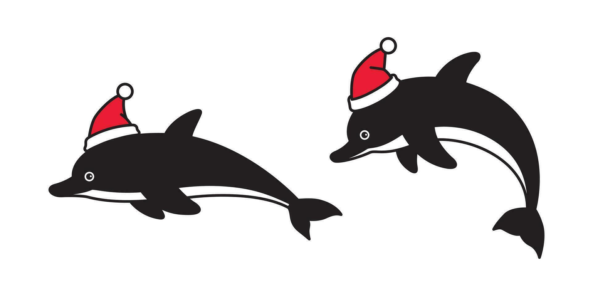 dauphin vecteur Noël chapeau Père Noël claus poisson icône logo requin baleine dessin animé personnage illustration symbole griffonnage conception