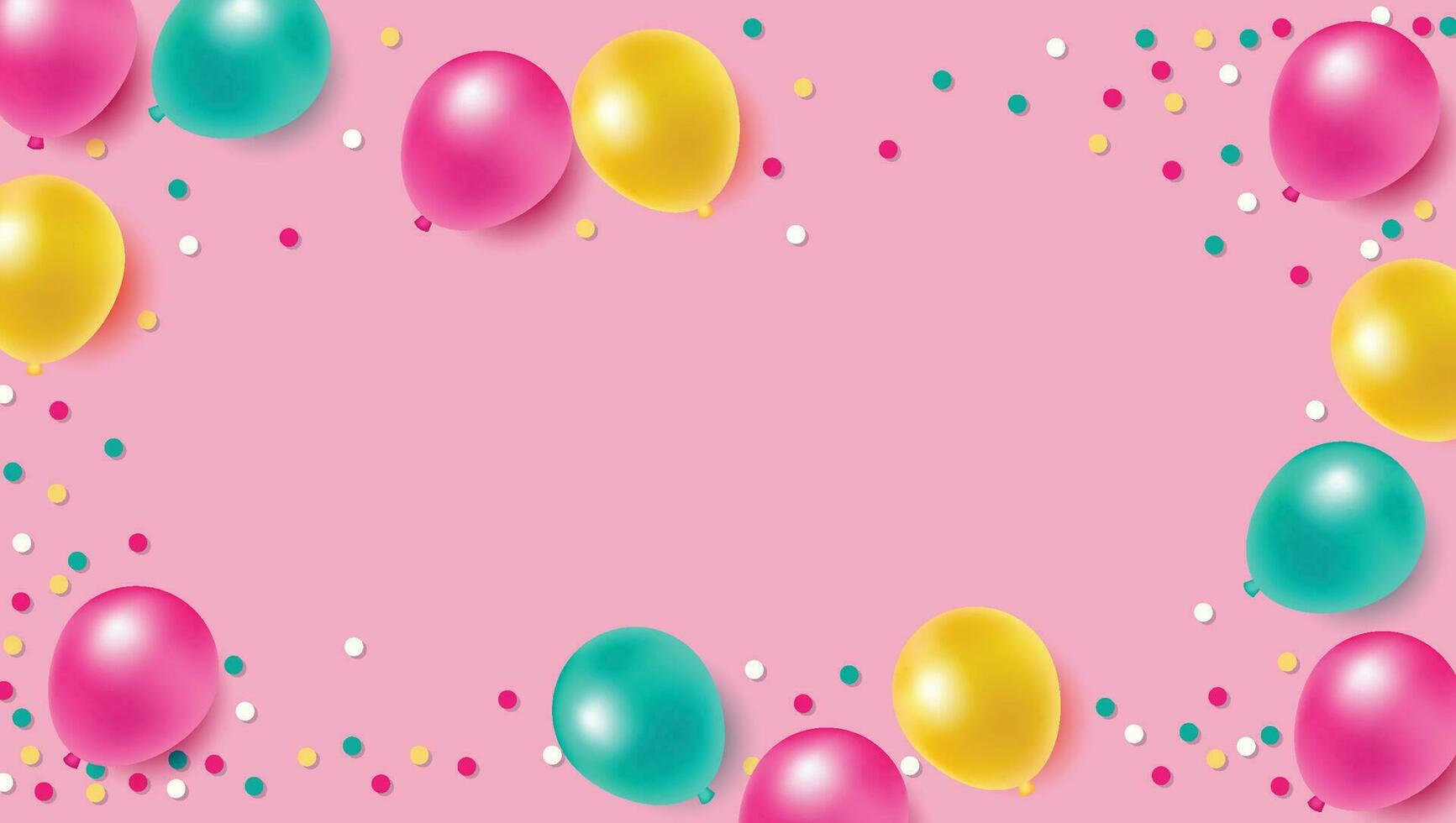 coloré des ballons sur rose Contexte pour fête et célébrations avec espace pour message vecteur