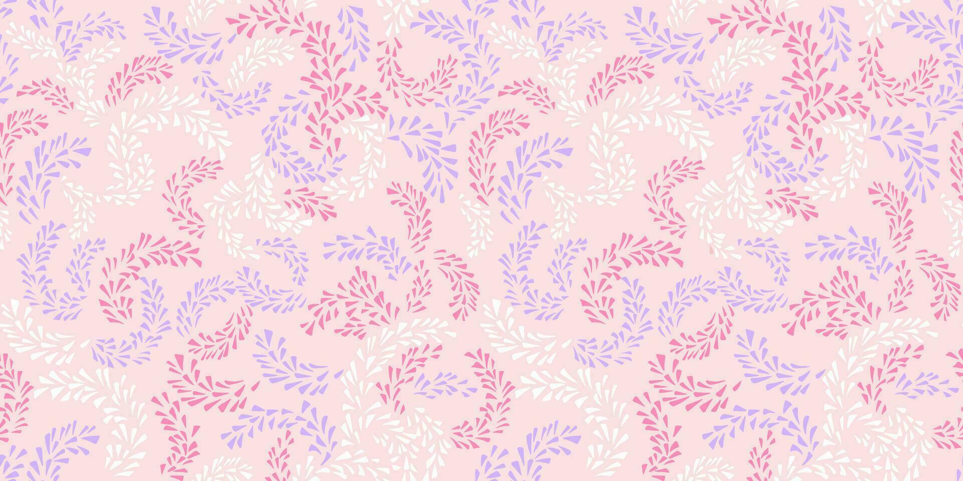 sans couture modèle avec vecteur main tiré abstrait, minuscule, artistique branches. mignonne pastel impression sur lumière rose Contexte. modèle pour conception, mode, textile, tissu, fond d'écran, texture