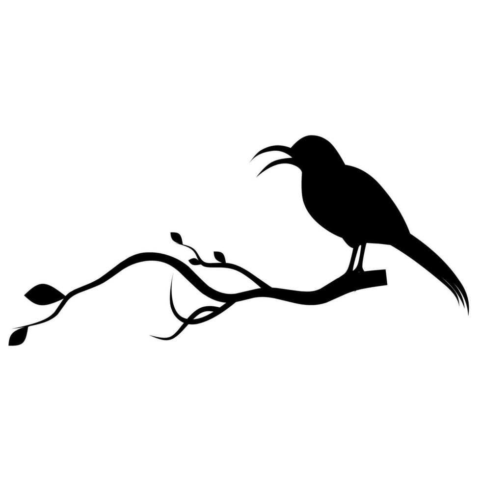 vecteur silhouette de une oiseau perché sur une arbre bifurquer, art décor, mur décor, mur autocollant, une oiseau isolé sur une blanc Contexte