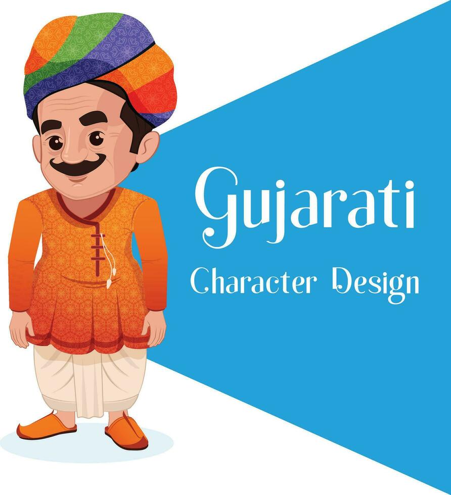 traditionnel Indien gujarati homme avec coloré tissu vecteur
