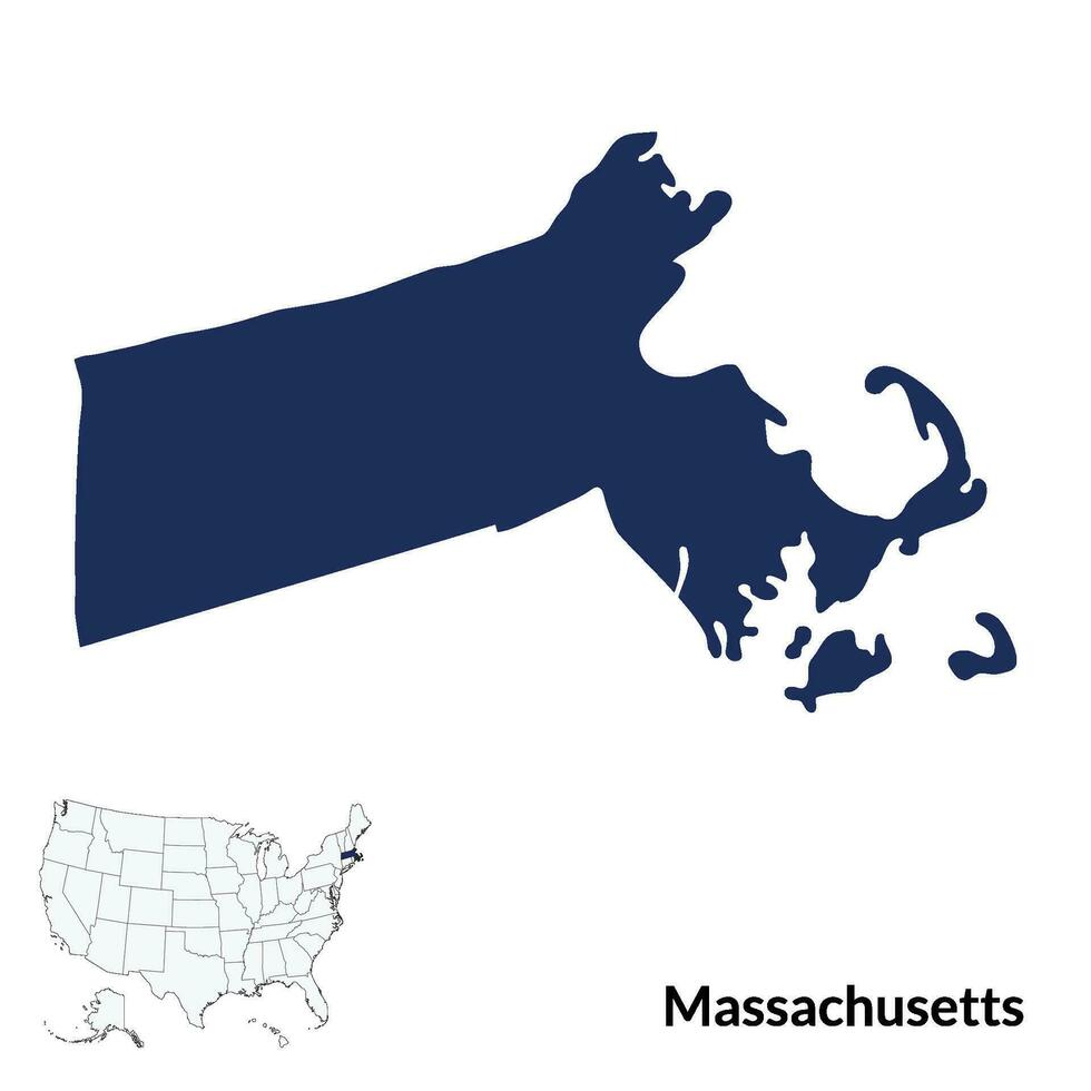 Massachusetts Etat carte. Etats-Unis carte vecteur