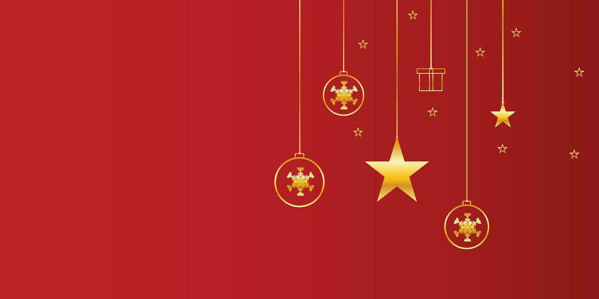 joyeux Noël rouge Contexte avec d'or étoiles et arbre avec d'or des balles vecteur