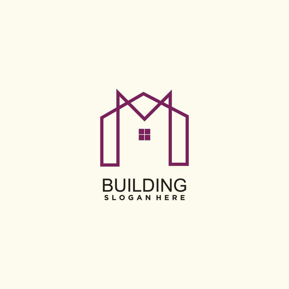 bâtiment logo conception avec lettre m concept vecteur