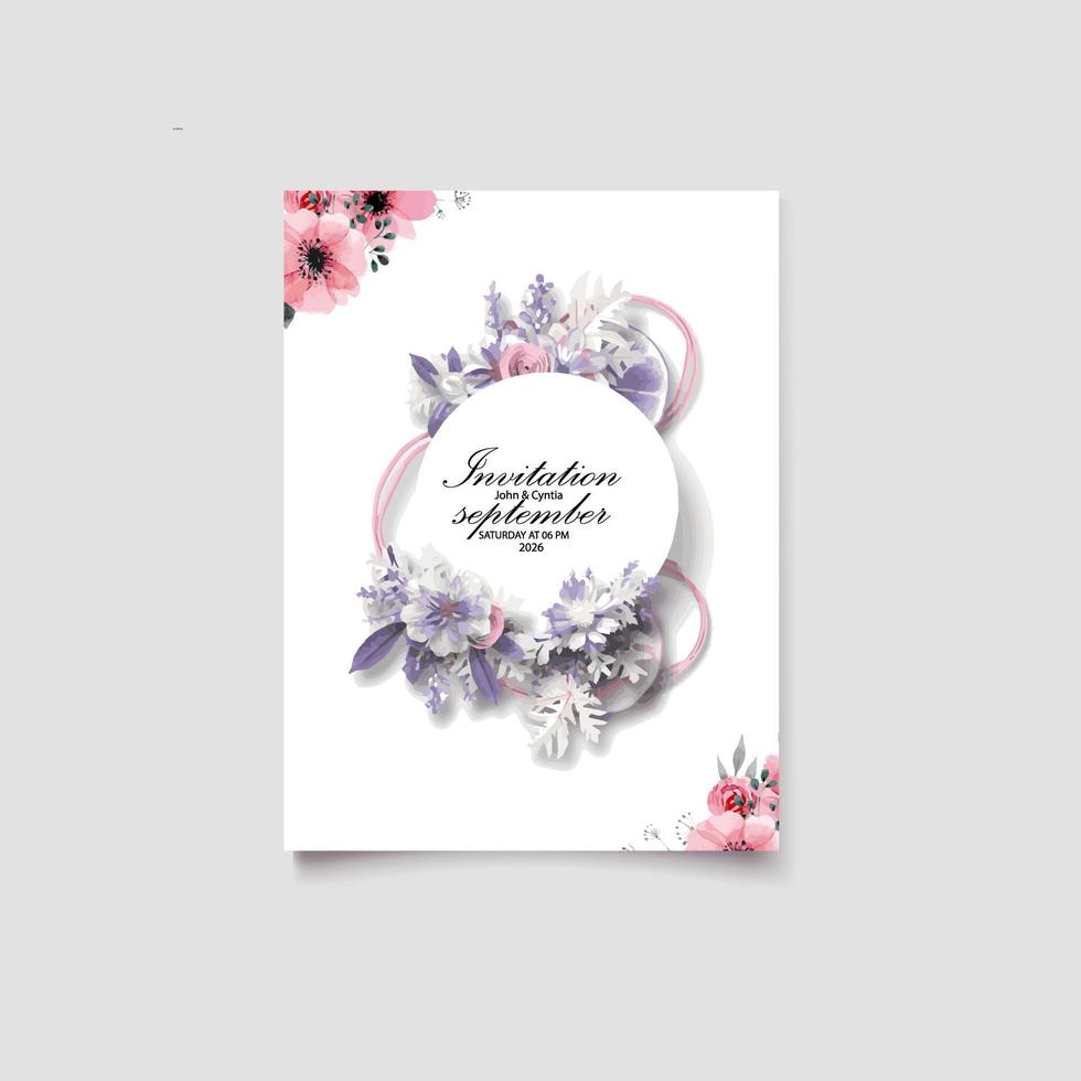 belle main dessin invitation de mariage design floral vecteur