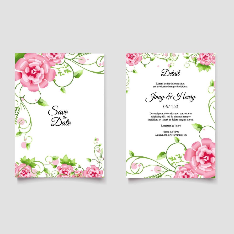 belle main dessin invitation de mariage design floral vecteur