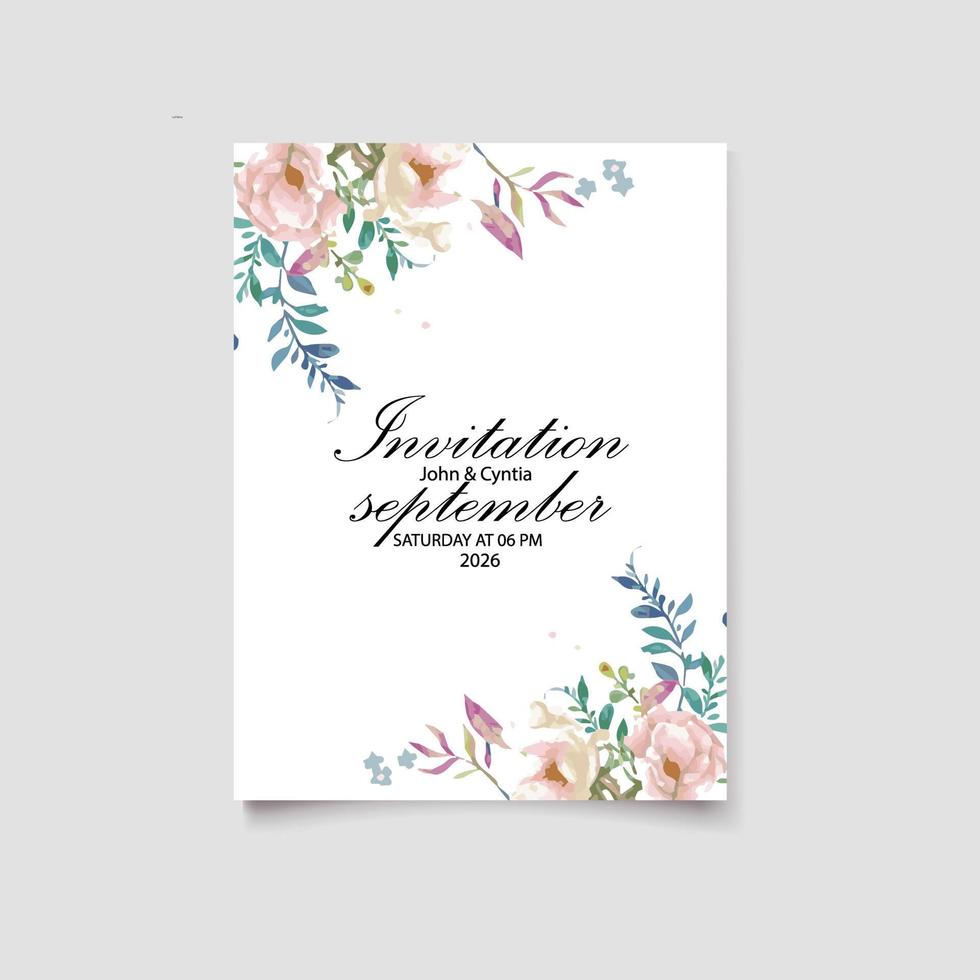 belle main dessin invitation de mariage design floral vecteur