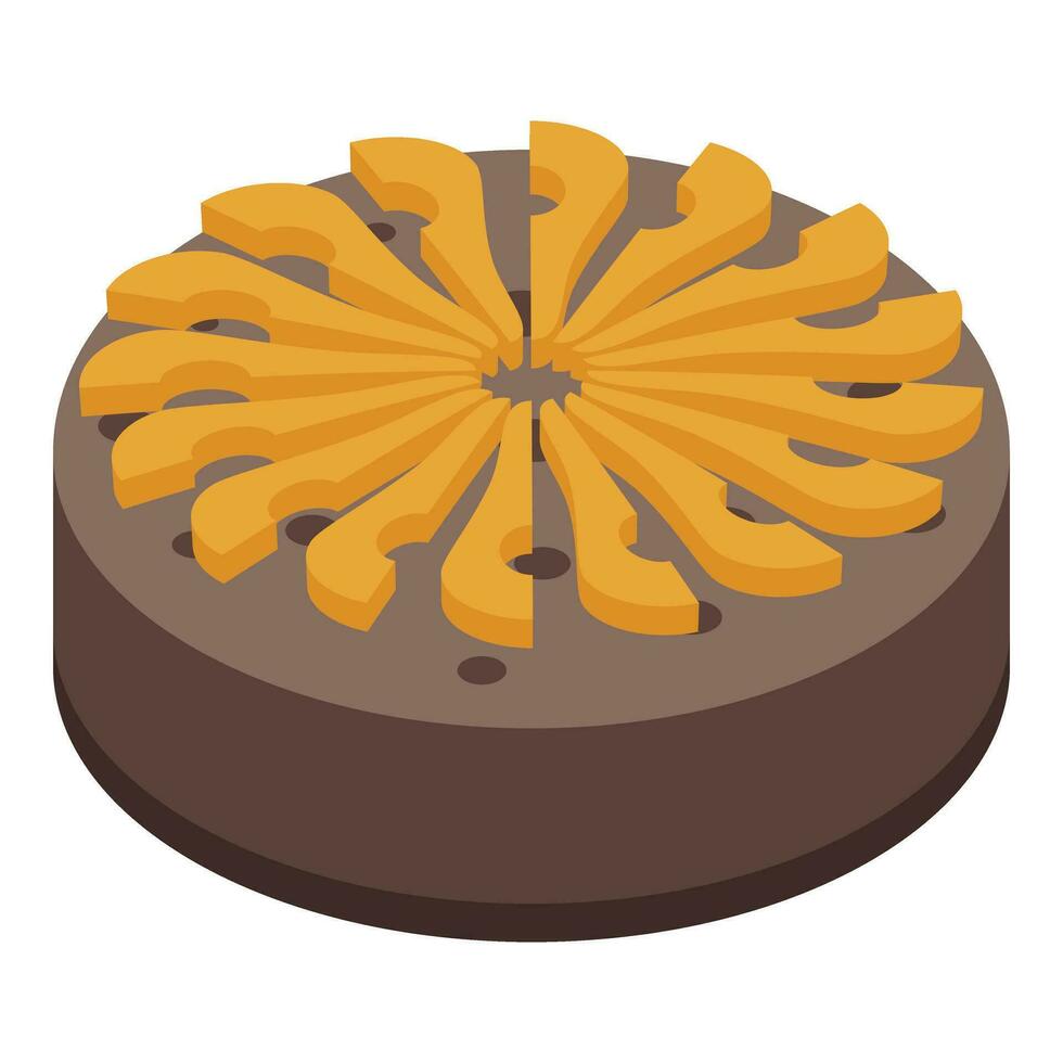 Chocolat ananas gâteau icône isométrique vecteur. cuisine fruit calories vecteur