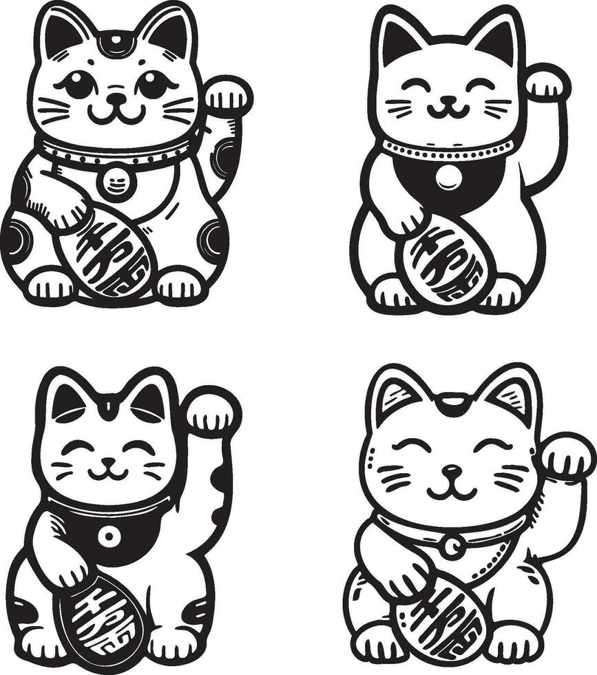 Japonais agitant chat illustration. vecteur