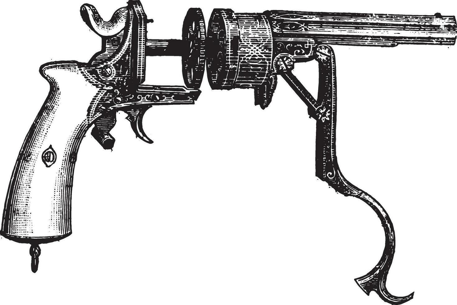 revolver galande, ancien gravure. vecteur