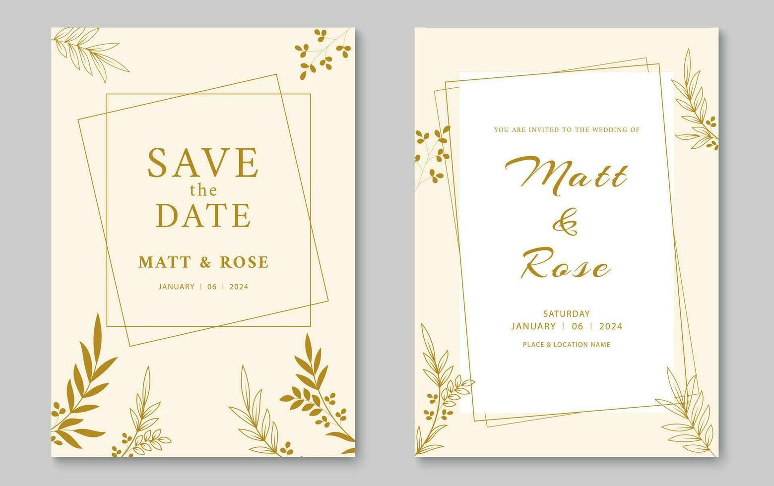 élégant mariage invitation carte modèle. minimaliste mariage invitation couverture conception. vecteur