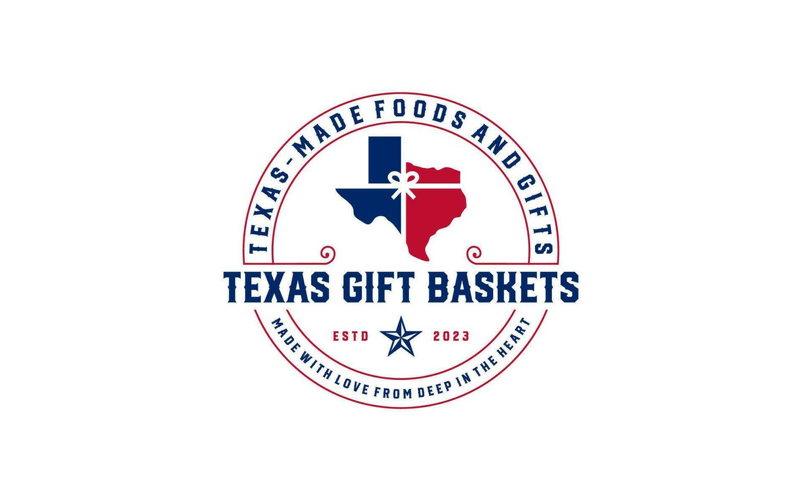 Texas graphique badge logo vecteur dans rétro ancien style. Texas cadeau panier. emblème modèle collection.