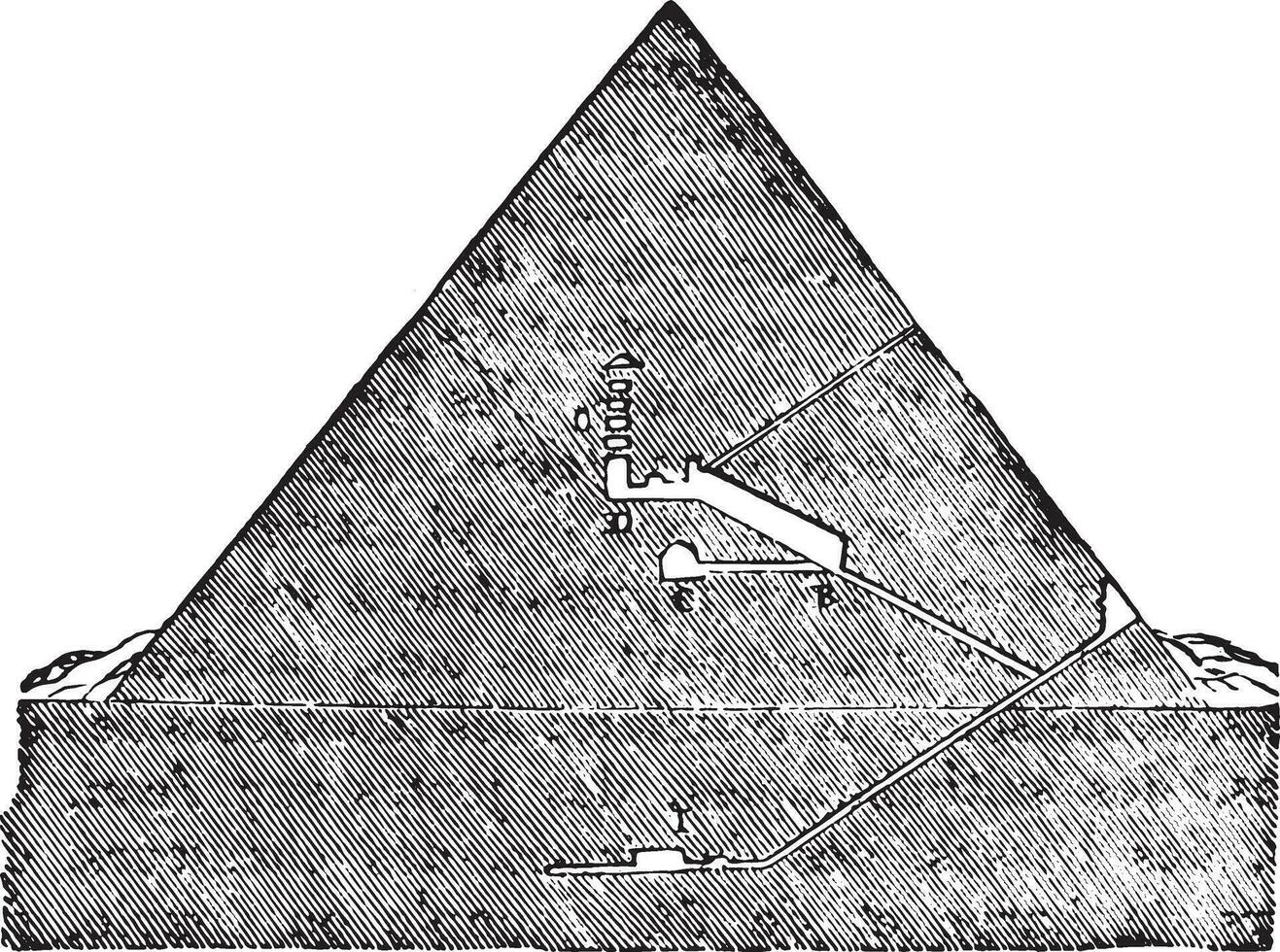 Coupe le génial pyramide de Memphis, ancien gravure. vecteur