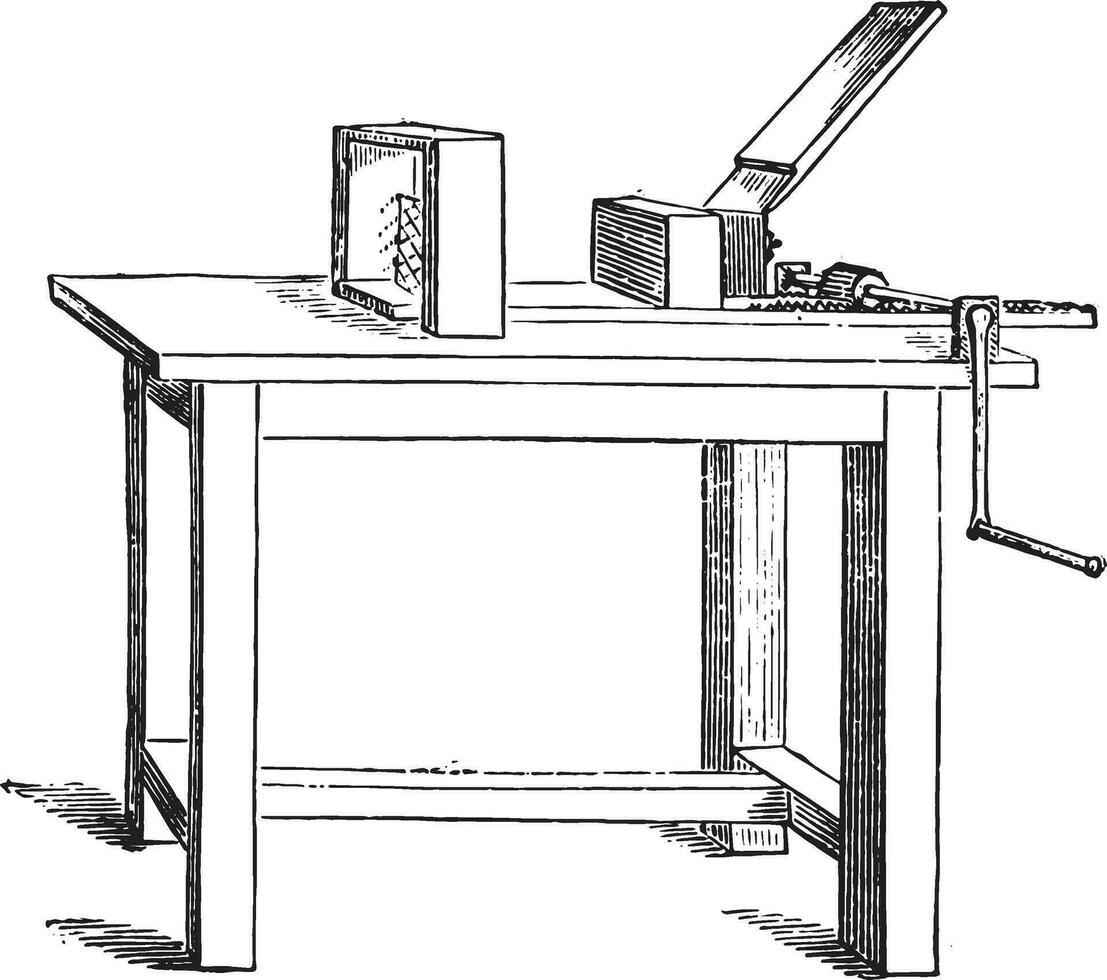 Coupe machine pour adhésif blocs, ancien gravure. vecteur