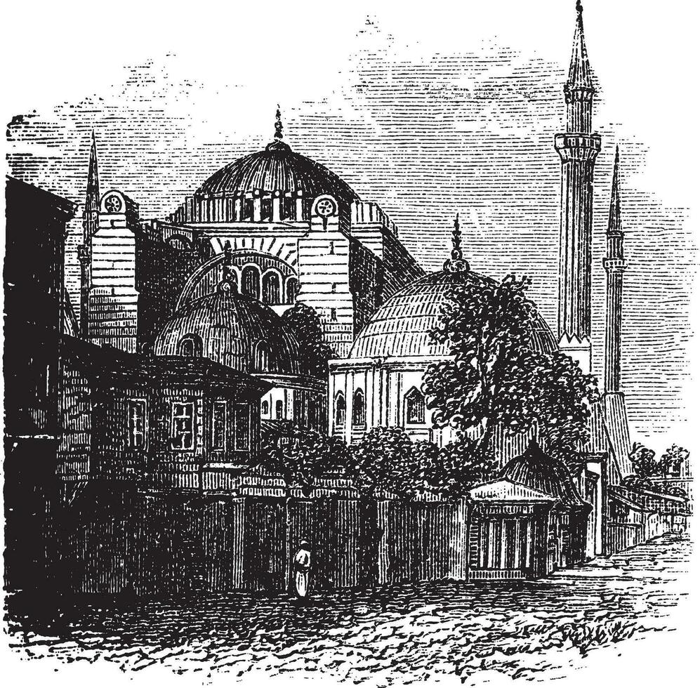 hagia Sophia dans Istanbul, Turquie, ancien gravure vecteur