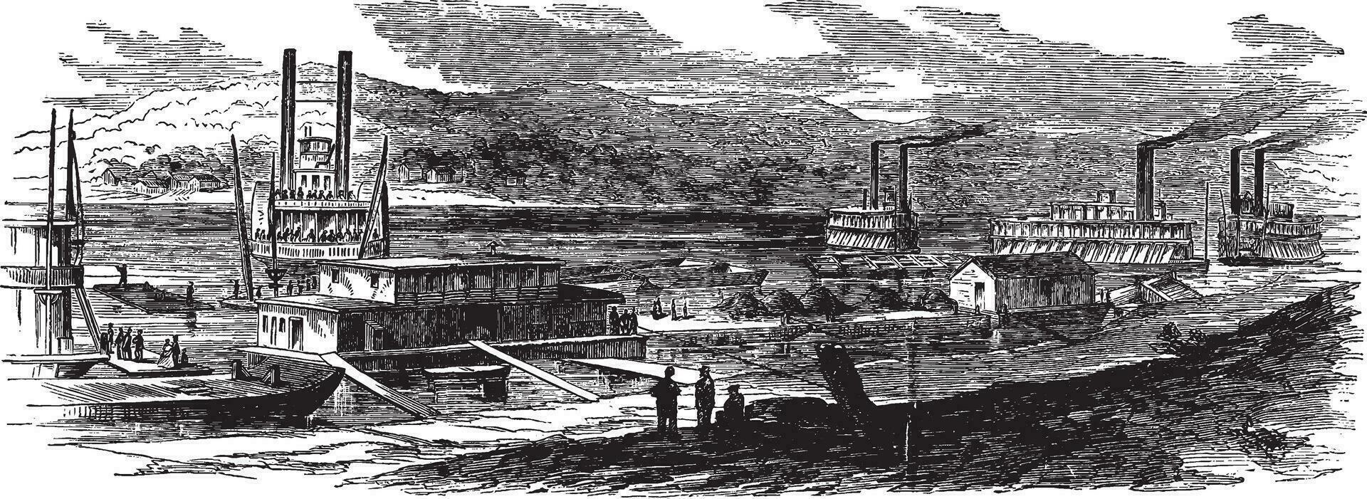 quai bateau, ancien illustration. vecteur