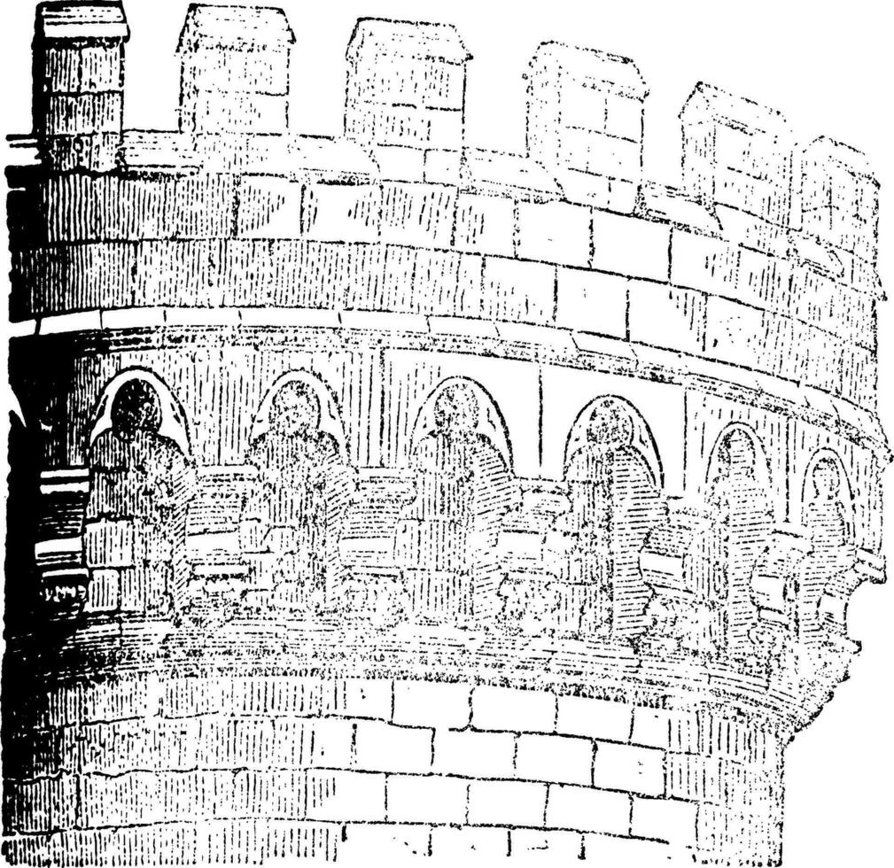 mâchicoulis Château Mehun, ancien gravure. vecteur